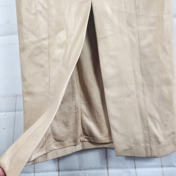 Zara Faux Leather Strapless Bloggers Favorite Back Slit Midi Dress Cream Small - Picture 11 of 16